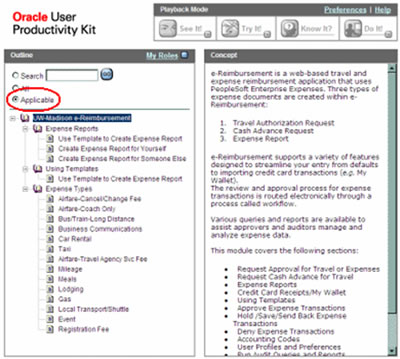 UPK help Applicable selected