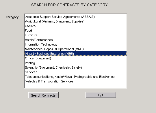 Minority Business Contract Vendor Search