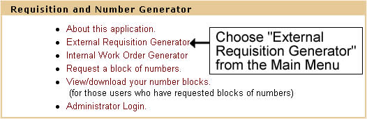 Choose External Requisition Generator