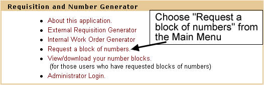 Choose Request a block of numbers