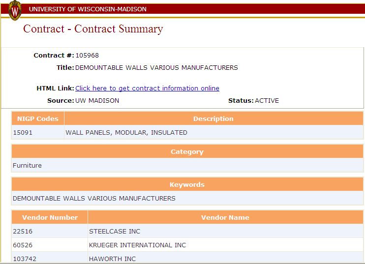 Dell Computers contract detail from search